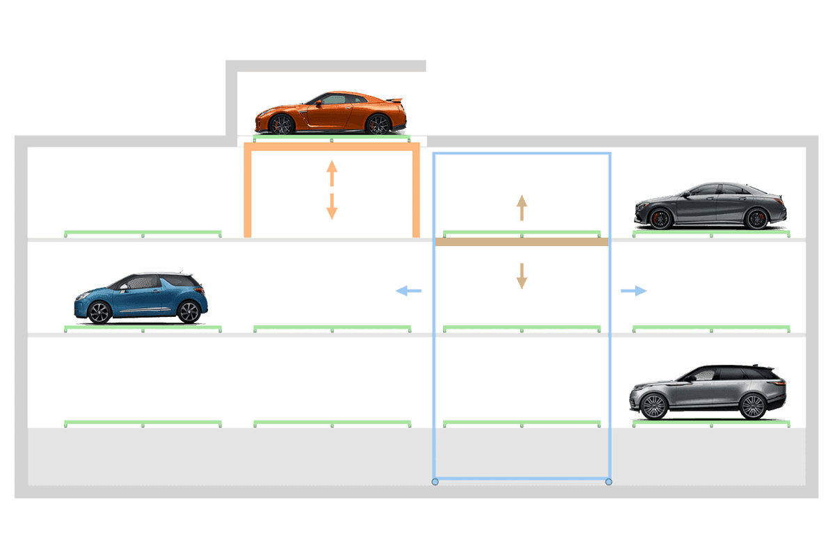 Schéma technique vue de dessus Traslo Park P en couleur